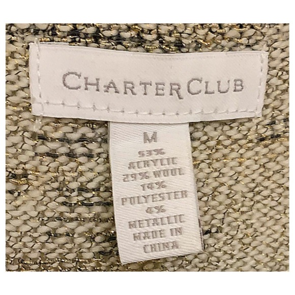 Charter Club Blazer Lovely Metallic-Trim Knit Blazer Soft Lightweight Size M - Picture 6 of 9